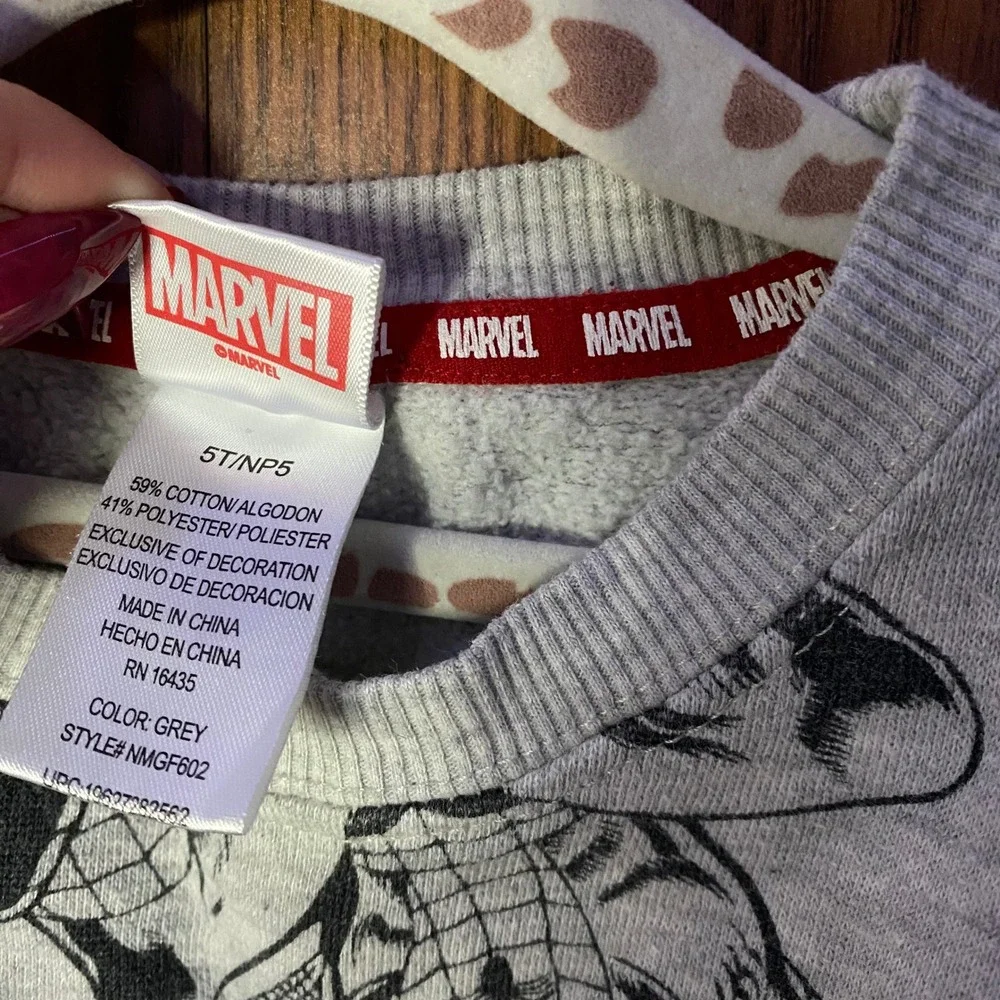 Marvel Spider-Man Sweatshirt Kids 5T Grey Red All Over Print